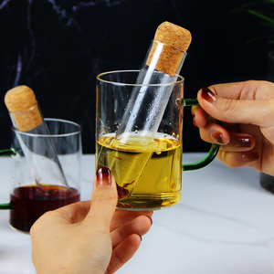 Vetro portatile infusore di tè tubo di vetro con legno tappo per la preparazione del tè creativo tazza da tè per caffè e tè - Product Image 2