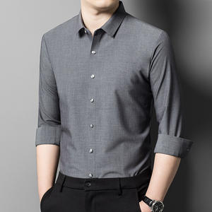 Camicia da uomo in <span class=keywords><strong>lana</strong></span> a manica lunga t-Shirt da lavoro formale con risvolto per uomo tinta unita - Product Image 2