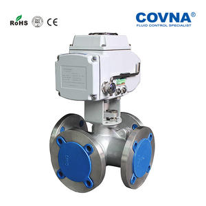 วาล์วบอลสแตนเลส COVNA แบบ 4 ทาง ชนิด F-Flange เปิด/ปิด ใช้ไฟฟ้า AC220V แบบฟูลบอร์ พร้อมระบบควบคุมด้วยมือสำหรับน้ำ - Product Image 2