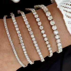 2 मिमी 3 मिमी 4 मिमी 5 मिमी सफेद सोने की कस्टम प्रयोगशाला डायमंड राउंड कट चरस आभूषण प्रंग सेट टेनिस ब्रैसलेट महिला गहने - Product Image 2