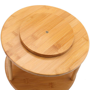 Bandeja giratoria redonda de bambú de doble capa para almacenamiento en la cocina, bandeja para condimentos. - Product Image 1