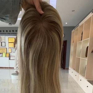 5x6.5 Taille Soie Base Topper Blonde Balayage Couleur Vierge <span class=keywords><strong>Cheveux</strong></span> Humains Toppers - Product Image 6