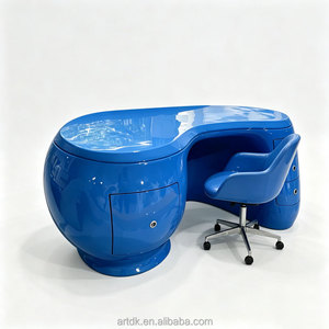Bureau de réception incurvé en gros, table de direction de forme organique personnalisée pour salon de beauté, hall d'hôtel, OEM disponible - Product Image 4