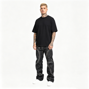 Jeans de mezclilla vintage de diseñador de alta calidad con múltiples costuras, diseño de paloma de la paz, selvedge <span class=keywords><strong>original</strong></span> de vaca, <span class=keywords><strong>para</strong></span> hombre y mujer, estilo baggy - Product Image 2
