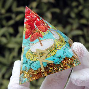 <b>Crystal</b> <b>Tree</b> Pyramid Ornament Resin Epoxy Home Decoration Traveler's Runes Laser Engraved - Product Image 3