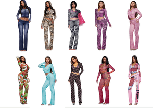 Ensemble 2 pièces pour femme style vintage années <span class=keywords><strong>90</strong></span>-<span class=keywords><strong>2000</strong></span>, sweat à capuche court zippé et pantalon évasé, <span class=keywords><strong>tenue</strong></span> assortie Y2K rétro streetwear - Product Image 2