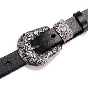 Nuevo Cinturón de Cuero Genuino de Alta Calidad para Mujer, Estilo Retro 'Old Money', con Hebilla de Aleación de Zinc Grabada, Cómodo, Versátil y de Lujo - Product Image 3