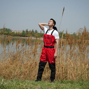 Cuissardes de pêche à la mouche vêtements salopette de poitrine Portable vêtements imperméables pour hommes pantalons de pataugeoire respirant bas pied - Product Image 3