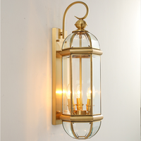 Appliques murales LED Highlux 10W E27, style vintage, étanches IP65, en laiton et verre transparent, pour cour