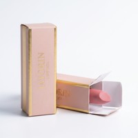 Boîte à rouge à lèvres rose avec estampage à chaud, feuille d'or rose, emballage en papier cosmétique personnalisé pour les marques de rouges à lèvres de beauté