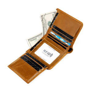 Portefeuille court pour homme Andong avec blocage RFID, en cuir de vache véritable rétro, porte-cartes pour hommes, portefeuilles, sac à main - Product Image 2