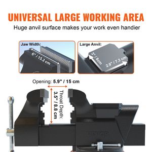 DB Wholesale 6 \ "Heavy Duty Ductile Iron Bench Vise 360 ° Swivel Locking Base Manual Jaw Bearing Core Componentes para máquina - Product Image 3