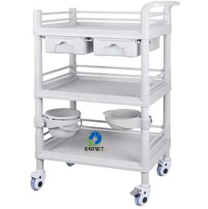 पशु चिकित्सा उपयोग के लिए उपलब्ध ड्रॉअर टिकाऊ 3-परत प्लास्टिक उपकरण कार्ट अस्पताल और क्लिनिक सर्जिकल ट्रॉली - Product Image 1