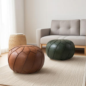 Puf marroquí sin relleno, reposapiés otomano, asiento hecho a mano de piel sintética, silla de suelo, reposapiés para sala de estar, dormitorio - Product Image 4