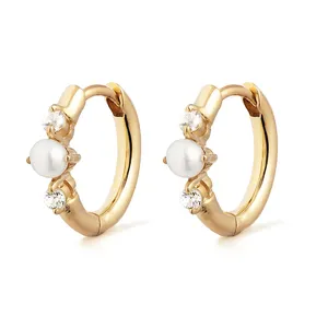 Gemnel 2022 Gemnice opal pearl huggie 18k gold vermeil hoop women earrings jewelry