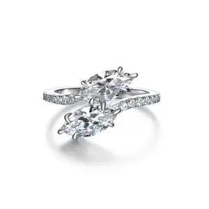 最佳马奎斯切割钻石订婚Rings18K白金立方氧化锆CZ马奎斯形环