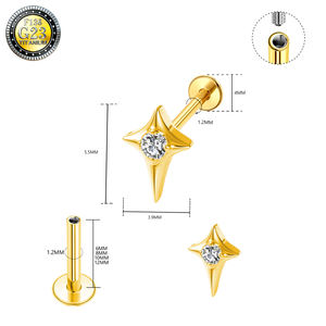 YS G23 チタン製サンラブレットピアス デイス リップスタッド フラットバック 高級ジュエリー 金メッキ イヤリング 軟骨 トラガス ヘリックスリング - Product Image 6