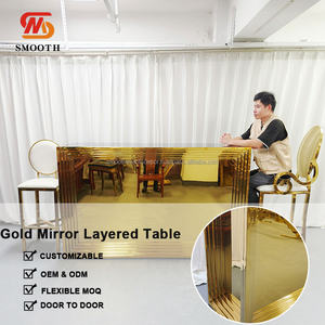 Mesa Rectangular de Acero Inoxidable para Bodas, Mesa Dorada y Plateada para Eventos y Decoración - Product Image 5