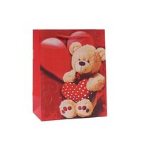 Sac d'emballage en papier kraft imprimé ours d'amour de dessin animé Style Ins pour cadeaux d'anniversaire de la Saint-Valentin Couples pour l'artisanat de thé au lait