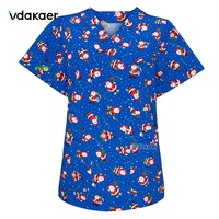 Uniforme d'infirmière de noël, hauts d'hôpital pour femmes et hommes, uniforme médical à col en V, blouses à manches courtes