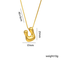 Collier à lettres bulles plaqué or en vente chaude, collier à pendentif initial bulle vintage, collier en acier inoxydable pour filles et femmes