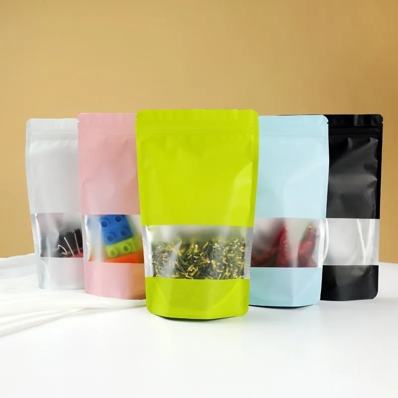 Factory Prices Food Mylar Bag Custom Zipper Kraft Stand up Pouches With Clear Window