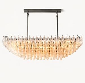<span class=keywords><strong>Lustre</strong></span> rectangulaire à étages en verre transparent, design <span class=keywords><strong>de</strong></span> luxe, en acier, réglable en hauteur, <span class=keywords><strong>pour</strong></span> salle à manger <span class=keywords><strong>de</strong></span> villa américaine, 54 pouces, 74 pouces - Product Image 3