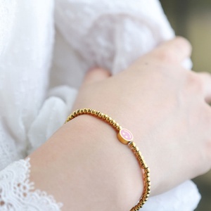 Tarnish Free Waterproof Cute 316l Stainless Steel Jewlery 14k 18k <b>Gold</b> Plated Bead Smiley Face <b>Bracelet</b> Dainty for Women - Product Image 4