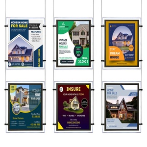 A1 A2 A3 A4 <b>Led</b> Advertising Real Estate Agency Display Hanging Backlit Crystal Light Box - Product Image 2