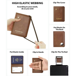 Porta Pasaportes Bifold para Hombre con Ranura para <span class=keywords><strong>AirTag</strong></span>, Correa Multifuncional para Rastreo y Prevención de Pérdidas - Product Image 3