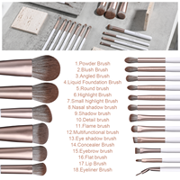 Ensemble de pinceaux de maquillage blancs de luxe BS-MALL, kit de marque privée OEM, professionnel, 18 pièces, outils cosmétiques véganes, pinceaux avec sac cosmétique