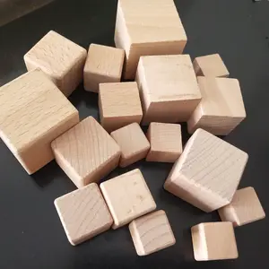 Blok kayu mainan anak-anak blok bangunan alat bantu mengajar matematika model DIY kubus Beech puzzle