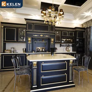 Kelen 2024 Novo design de móveis em PVC de madeira maciça lacado, móveis modernos de cozinha em mogno completo personalizados para armários de cozinha
