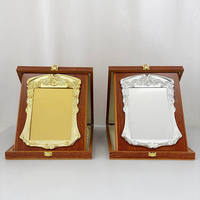Boîte à certificats en bois pliable personnalisée, plaque de récompense en bois avec plaque dorée ou argentée Diaocai