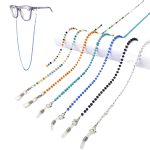 Cross-Border Fashion Bohemian Glass Crystal Stainless Steel Colorful Handmade Wenzhou Various Length Chain Mask Lanyard Dual-Use