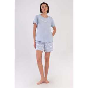 Conjunto de Pijama para Mujer, Talla XXL, Cuello Redondo, Manga Corta, Chaqueta Ovalada, Cómodo - Product Image 4