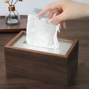 Caja de pañuelos de madera de nogal Natural decorativa de escritorio nueva llegada