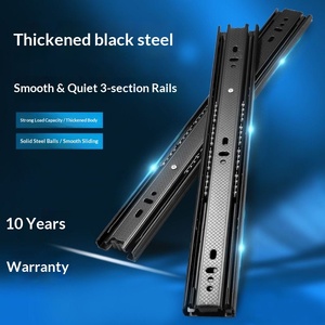 Rieles deslizantes de acero laminado en frío de tres secciones de 45 mm de ancho con rodamientos de bolas silenciosos <span class=keywords><strong>para</strong></span> <span class=keywords><strong>muebles</strong></span>, guías y herrajes <span class=keywords><strong>para</strong></span> oficina - Product Image 4