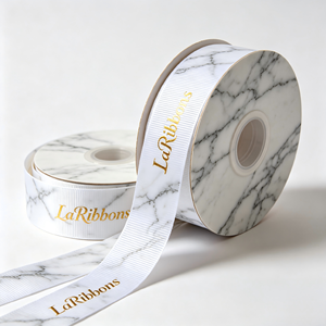 Ruban en satin imprimé à motifs floraux de style français de luxe, ruban d'emballage personnalisé avec logo, fabriqué au Vietnam - Product Image 1