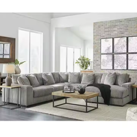 Canapé modulaire d'angle PZCN HOME Cloud, ensemble de canapés de luxe 5 pièces en tissu velours côtelé gris, canapé modulaire moderne avec chaise longue