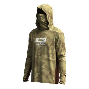 T-shirt à capuche de pêche pour <span class=keywords><strong>homme</strong></span> grande taille, imprimé camouflage sable Mahi Mahi, personnalisé en usine, avec <span class=keywords><strong>masque</strong></span> facial UPF50+, imperméable, respirant et anti-humidité - Product Image 6