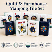 Jeu de Mahjong Américain 160 Pièces Thème Quilt Tuiles Acryliques Barn Sailboat Windmill Bee Jokers Cadeau