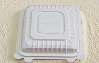 Boîte à repas une pièce jetable en amidon de maïs Boîte à lunch biodégradable à emporter de qualité alimentaire à 3 compartiments Vaisselle blanche de 9 pouces