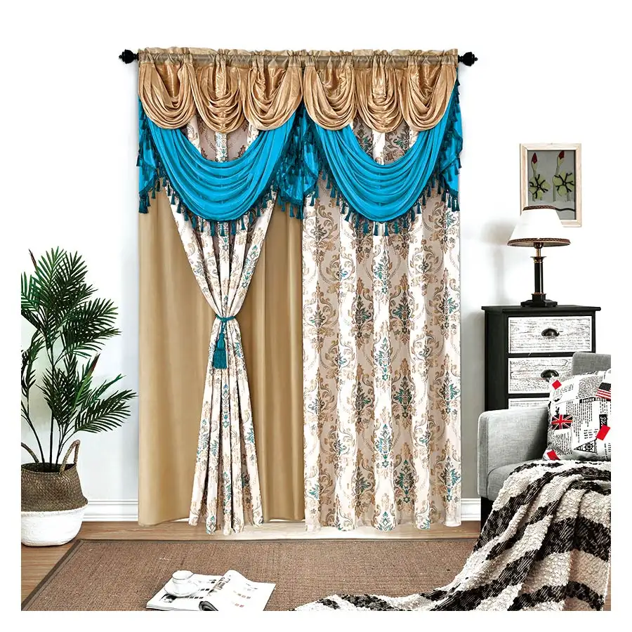High Quality Low Price 100% Blackout Korean Style Jacquard Curtain Home
