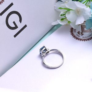 Bague de mariage en or blanc massif 18 carats sur mesure avec diamant bleu de laboratoire certifié IGI de 1,58 carat, bijoux de luxe pour femmes - Product Image 6