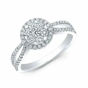 Bague de mariage de qualité supérieure en or blanc massif 14 carats de forme ronde avec diamant de laboratoire pour femmes, certifiée IGI pour les fêtes - Product Image 3