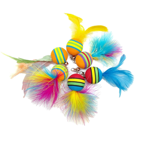 D08 Divertido Juguete para Gatos con Plumas y Campana, Diseño de Arcoíris, Ecológico, Bola de Repuesto - Product Image 1