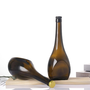 <span class=keywords><strong>Botella</strong></span> de vino vacía de barriga grande única y elegante personalizada al por mayor, <span class=keywords><strong>botella</strong></span> de champán marrón de cristal de 750ml con tapas - Product Image 2