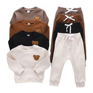 Algodão orgânico Rib <span class=keywords><strong>Kids</strong></span> Set Eco Friendly <span class=keywords><strong>Kids</strong></span> Boy Tricô Custom Children Sweatsuit Sets Two Piece Knit <span class=keywords><strong>Kids</strong></span> Jogger Sets - Product Image 1