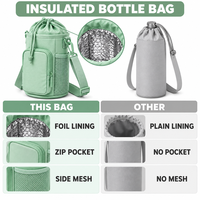 Sac isotherme en nylon pour bouteille d'eau avec doublure en aluminium et poche latérale en maille pour le voyage, directement de l'usine